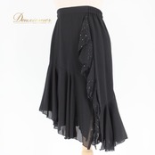 社交ダンス 衣装 スタンダード スカート レッスンウェア レディース DANCE FASHION EVE 黒 ブラック系 アシンメトリー キラキラ 社交ダンス用スカート スタンダードドレス 競技 ダンス衣装 スカート丈 ミモレ丈 ロングスカート きらきら ホログラム 光る パーティー フォーマル クラシック ブラック モダン ダンスファッションイヴ ファスナー仕様 ポリエステル 洗濯 簡単 ケア ダンス ストレッチ フィット感 プリーツ風 フレア すそ広がり 巻き風 ラテンじゃない