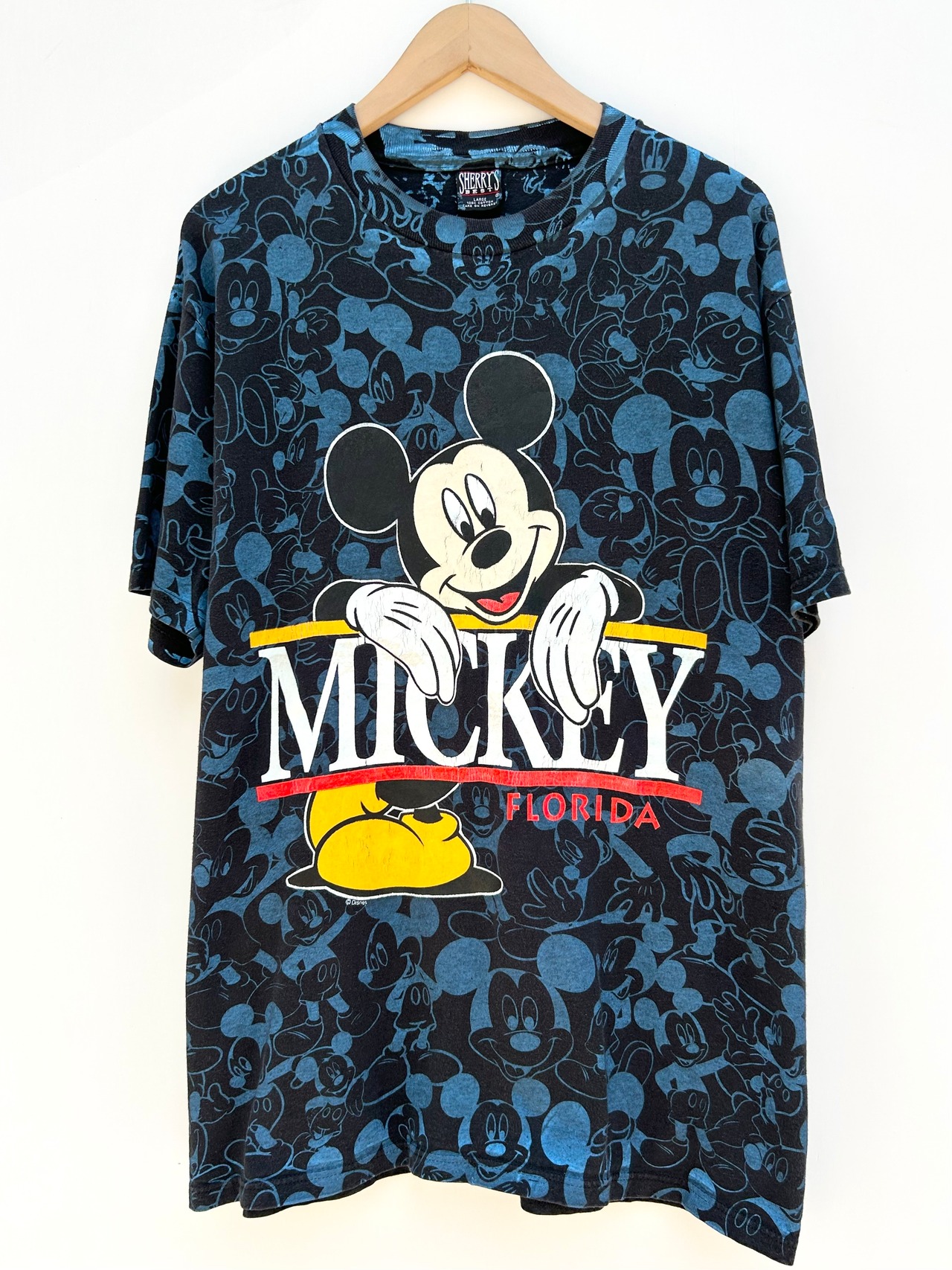90s MICKEY "All OVER PATTERN"Tee MADE IN USA Size L