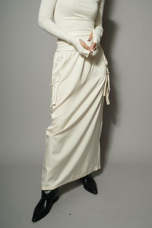 SATIN CARGO SKIRT   (IVORY) 2401-72-3001