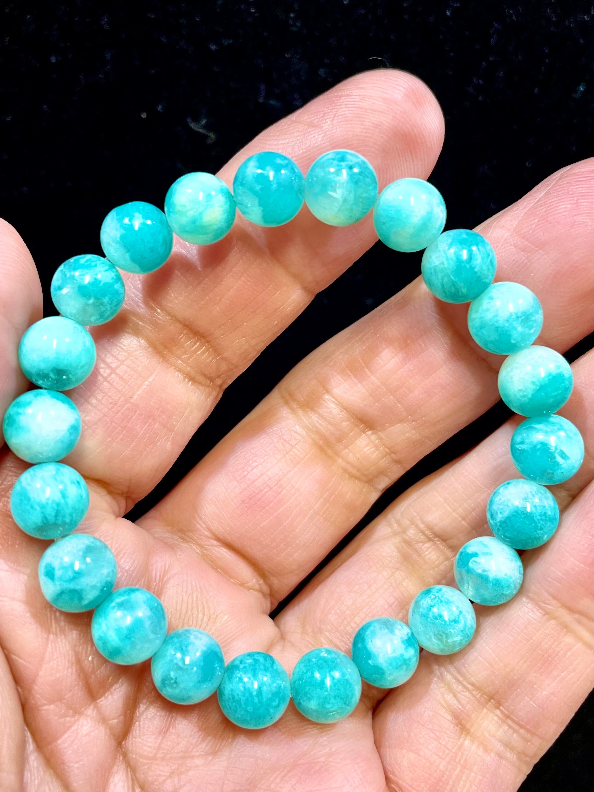 5) 超美品!「アマゾナイトinクオーツ」ブレスレット(ロシア産)8mm