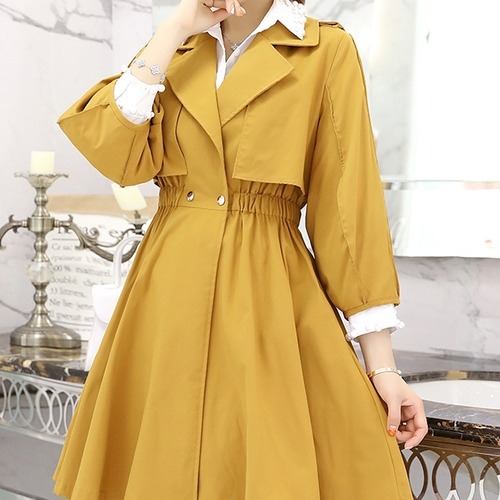 コート　無地　フェミニン　デート　大きいサイズ　ウエストマーク　BACB0027