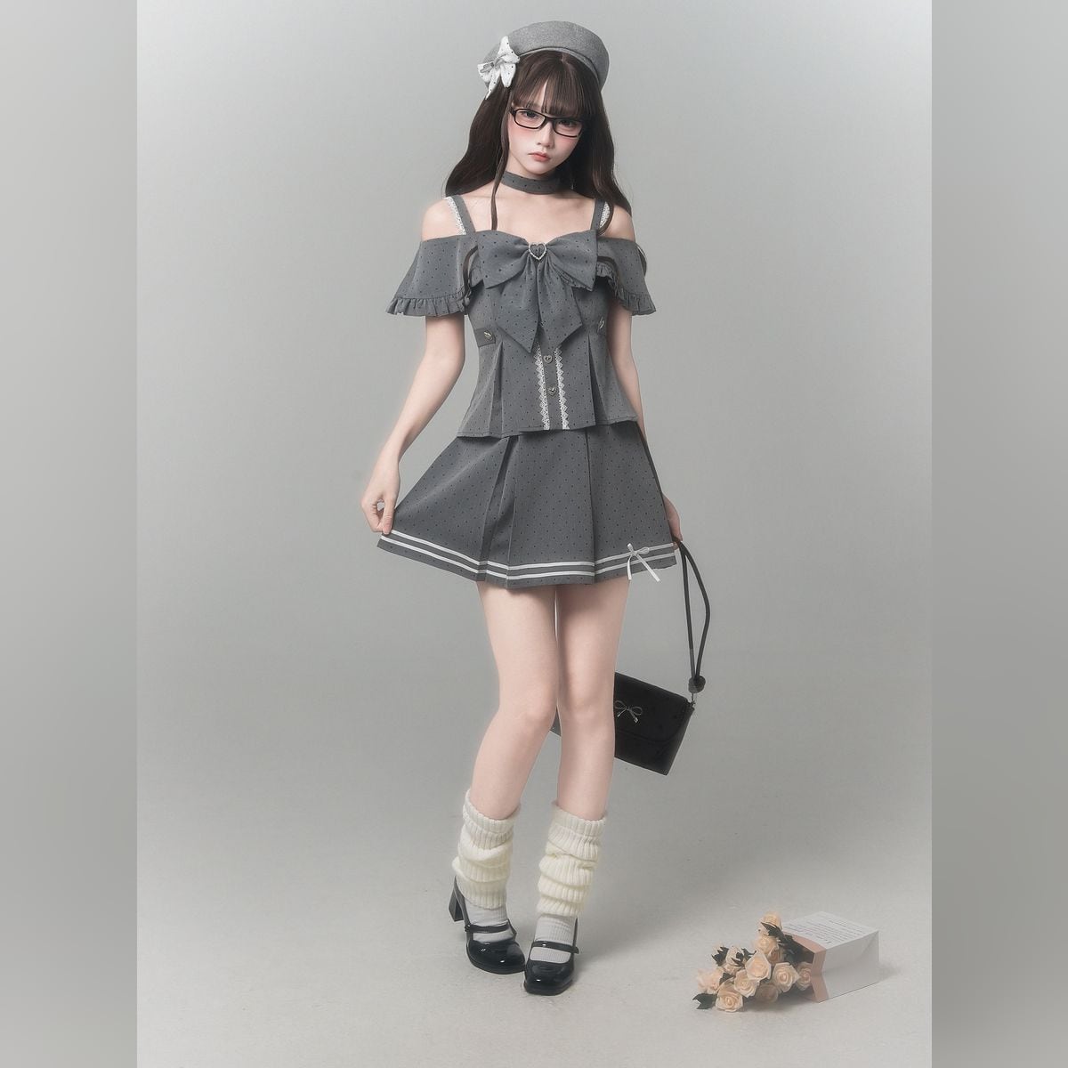 グレージュドールオフショルセットアップ：スカート | Maiden's Rêve