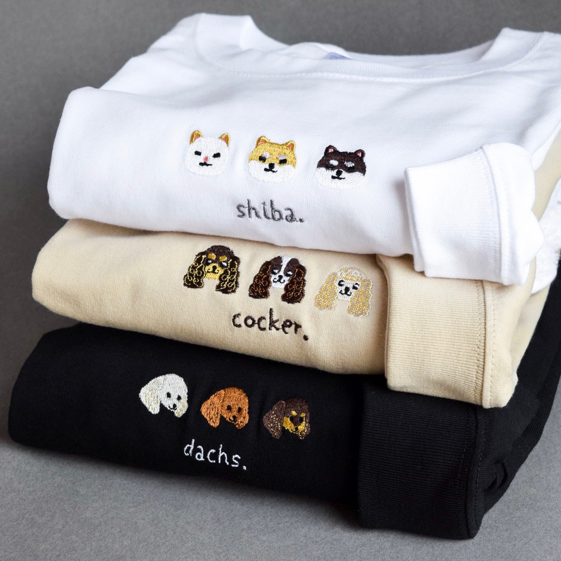 犬が選べる！刺繍ロングスリーブTシャツ【選べる3色】うちの子グッズ