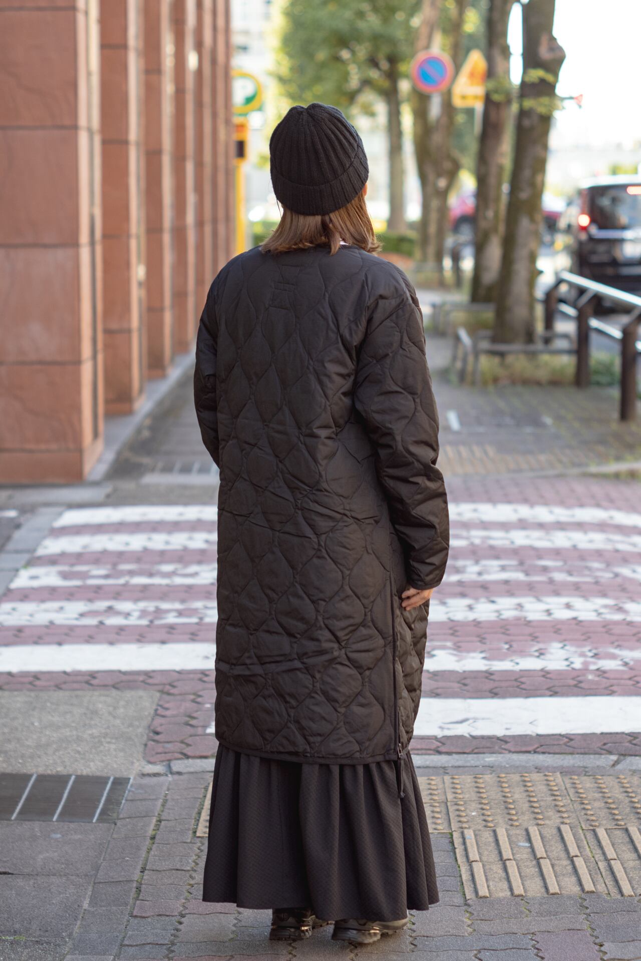 UNISEX】ミリタリー クルーネック ダウンコート / ブラック