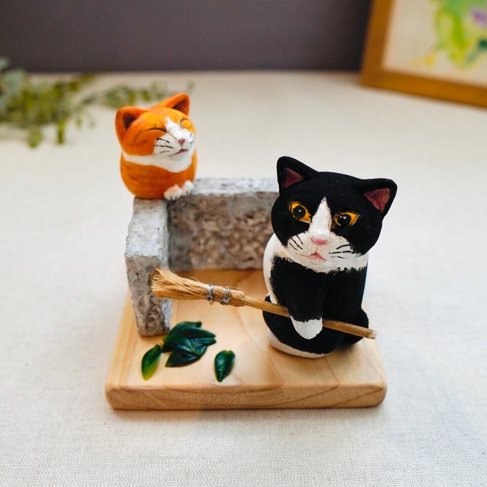 木彫り猫 325 ブランコ 置物 | Forest cat