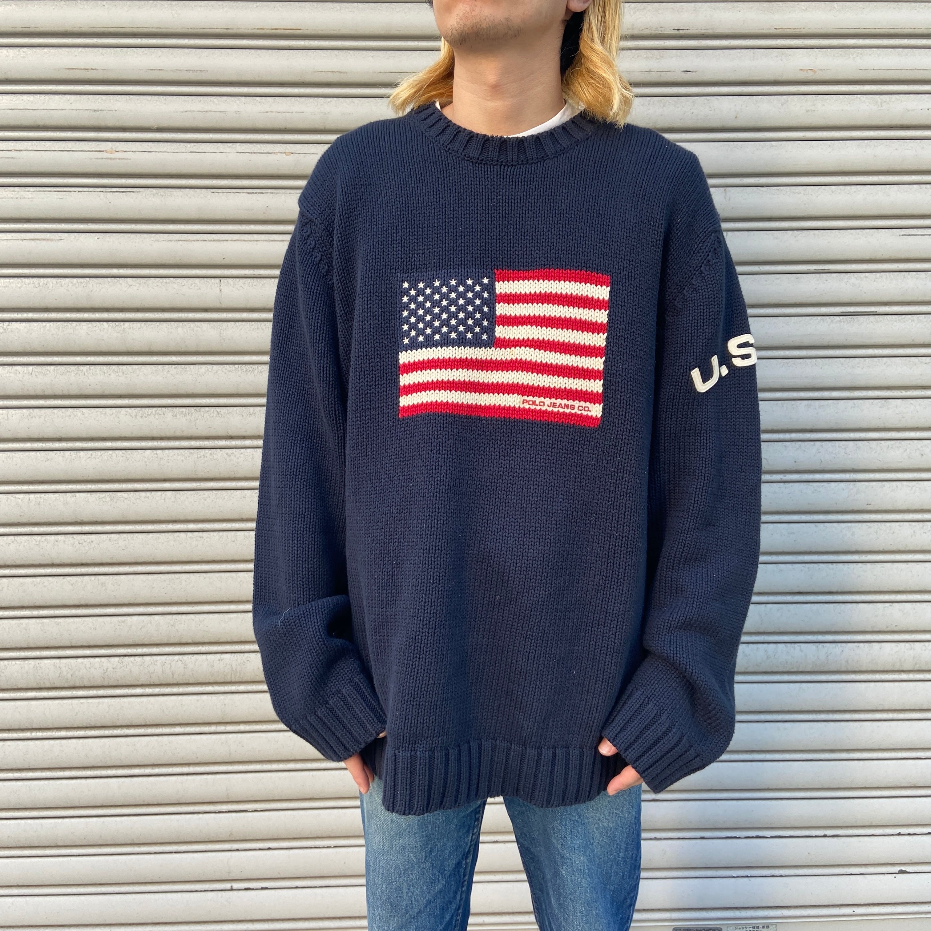 送料無料』POLOJEANS ラルフローレン 星条旗ニット フラッグセーター  