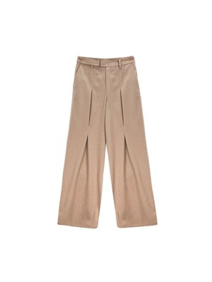 [MATIN KIM] BELTED TUCK POINT TROUSER IN BEIGE