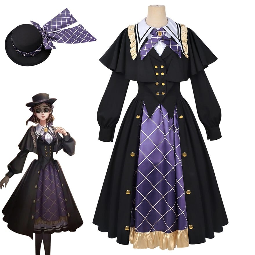 王子系軍服ロリータ｜ケープ付きワンピースセット（ブラック×パープル