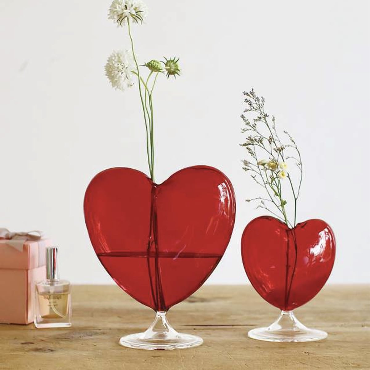Heart-shaped Glass Vessel ガラス ハート フラワーベース 花瓶 | YAY