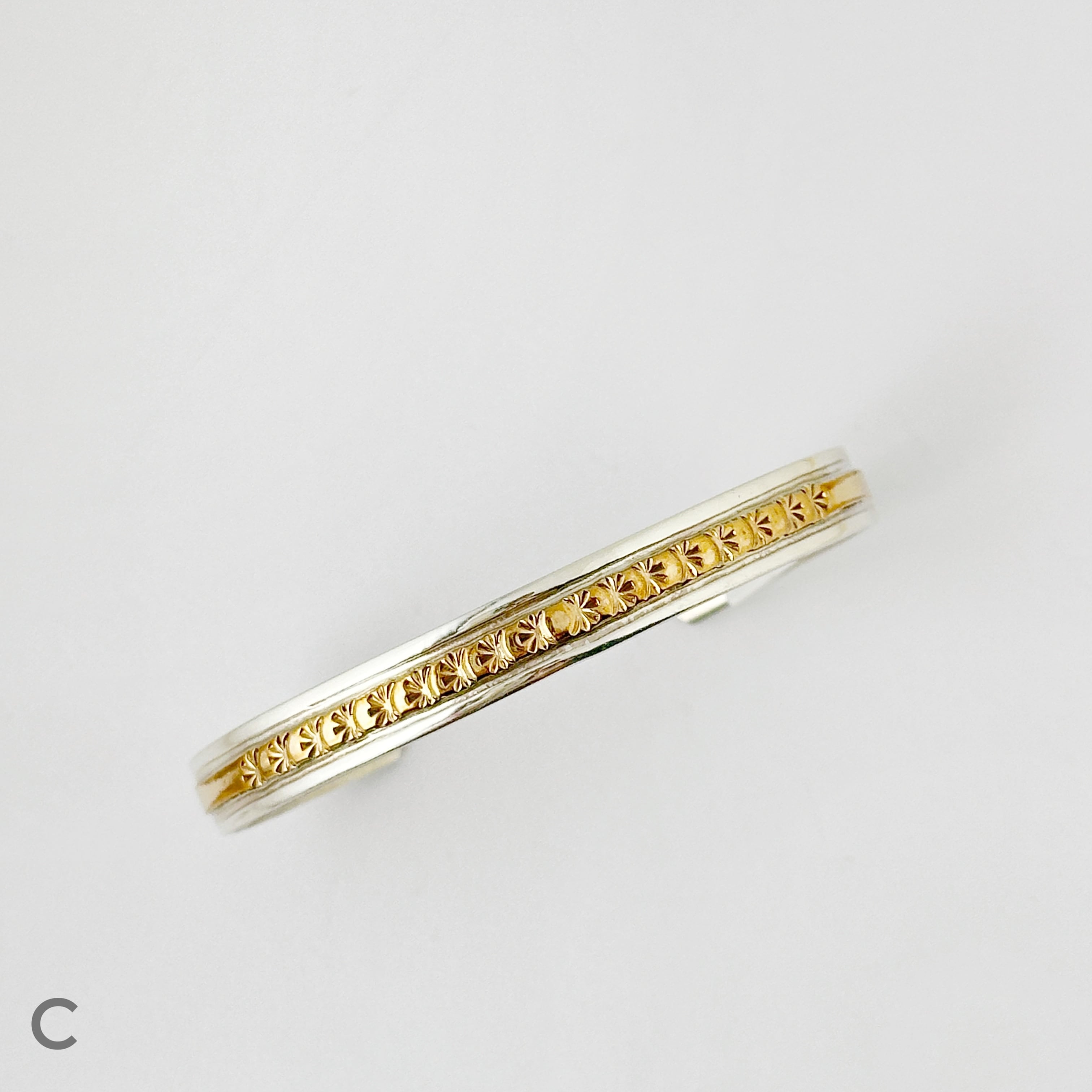Indian Jewelry 》Silver x Gold Coating 6mm幅 コンビ スタンプワーク