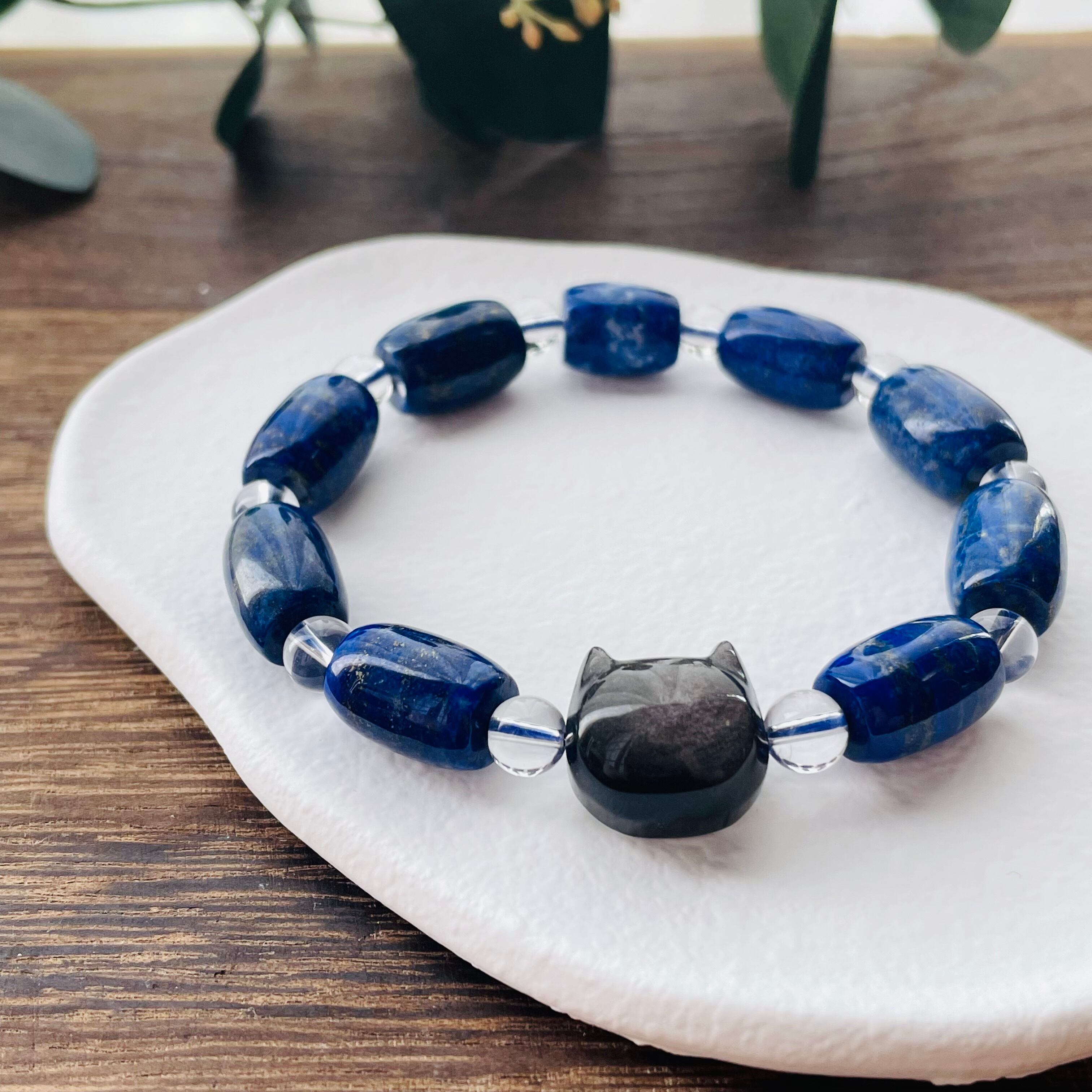 31228-③猫×パワーストーン|ブレスレット|魔除け・成功・幸運・浄化| ネコ ねこモチーフ 猫雑貨 猫グッズ アクセサリー 天然石 プレゼント ギフト レディース