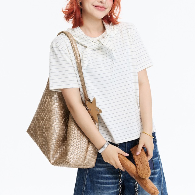 border short-sleeved tee with scarf　スカーフ付きボーダー半袖ティー　J1893