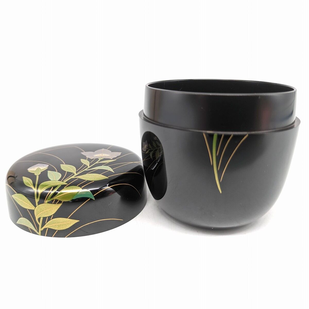 蒔絵師・米本和彦・中棗・なつめ・桔梗蒔絵・茶道具・No.230812-25