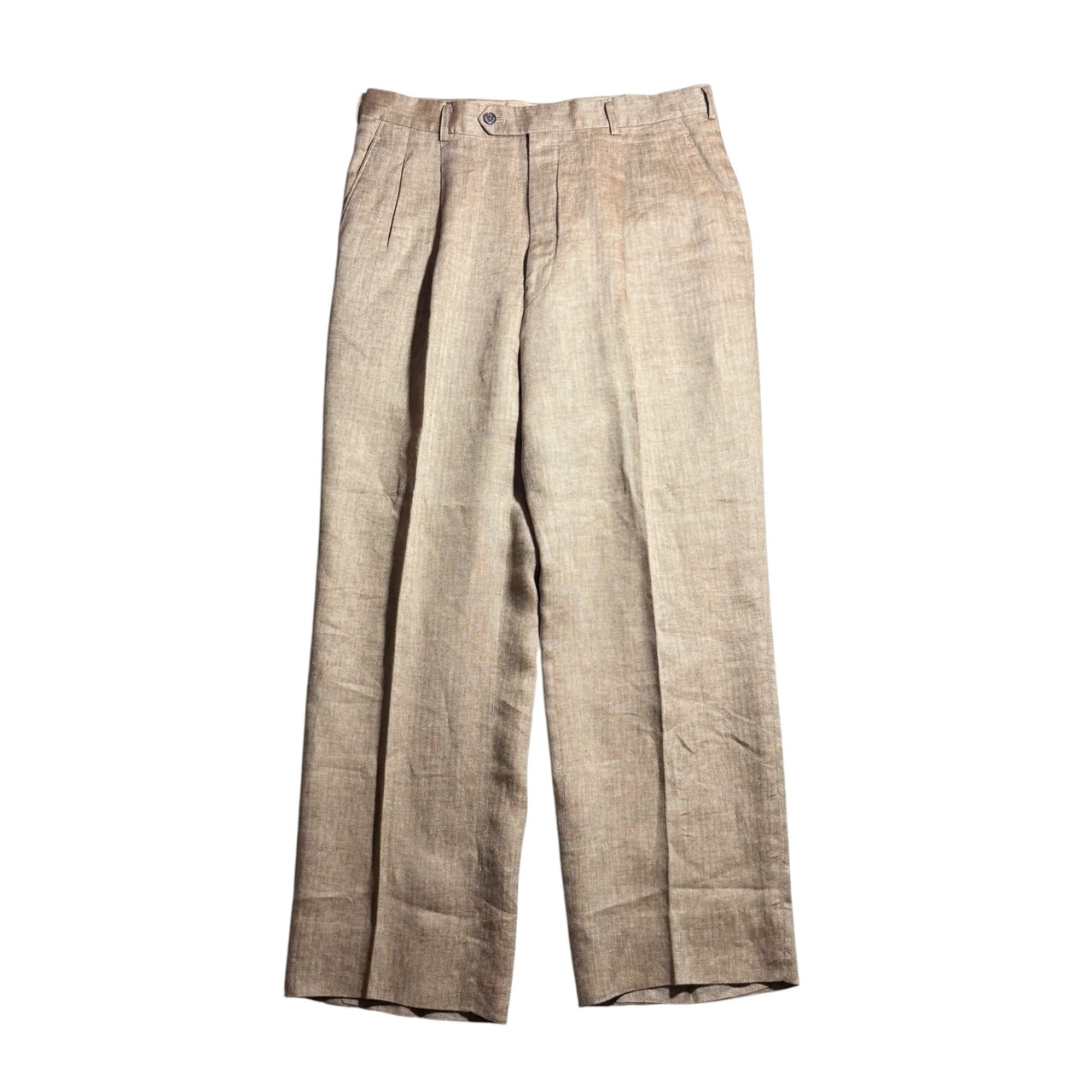 vintage DOMINIQUE FRANCE linen × silk herringbone suits set-up