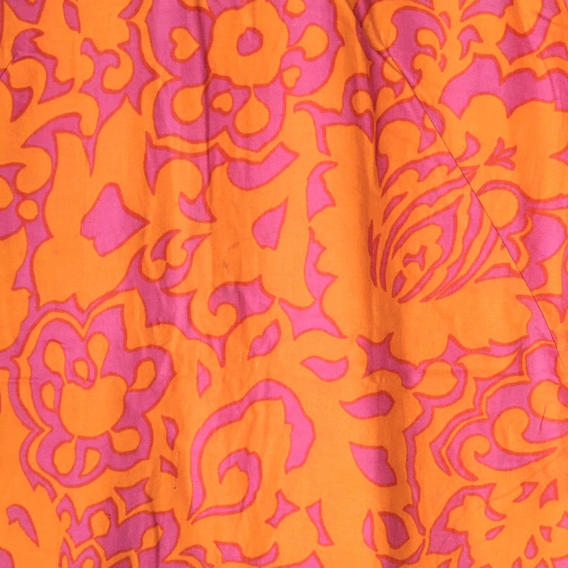 【vintage】レトロ柄 ハワイアンワンピース HAWAII 春夏 オレンジ