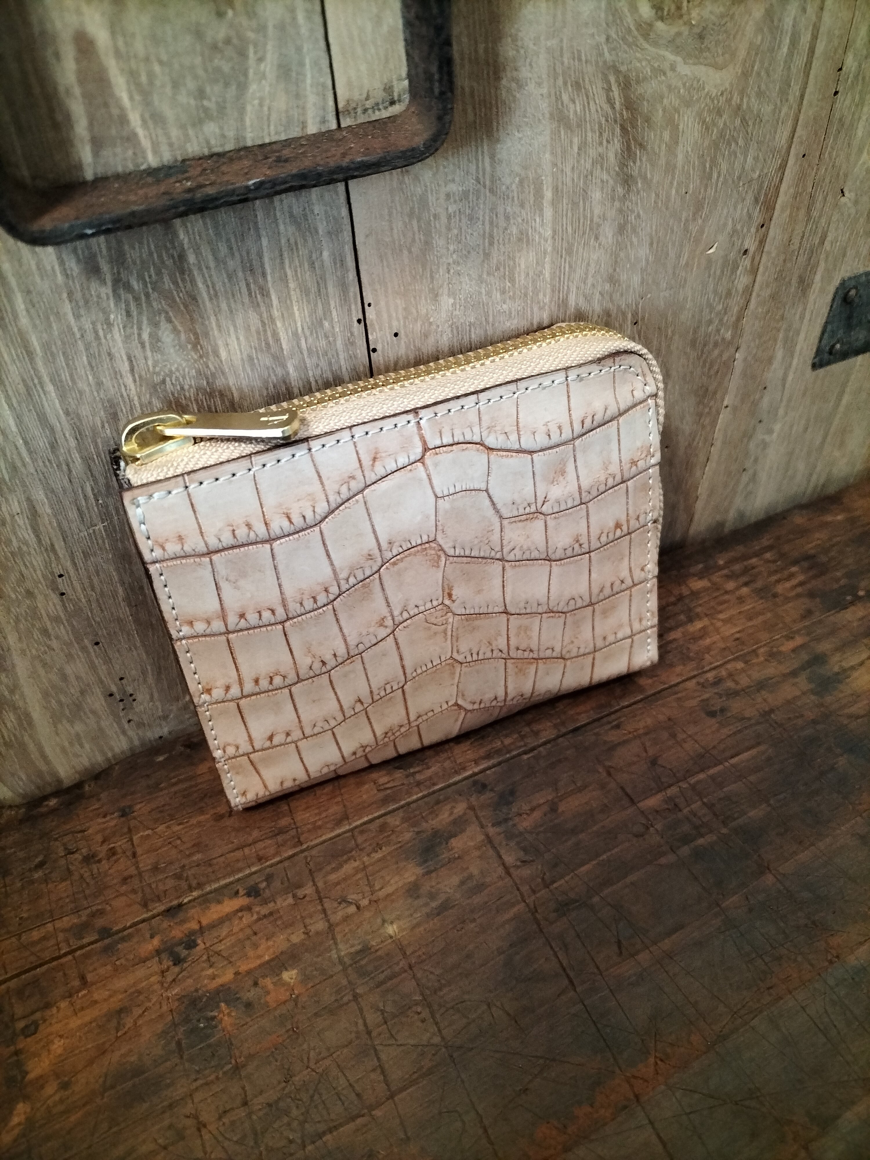 カキシブ・クロコダイルL字ファスナーウオレットB