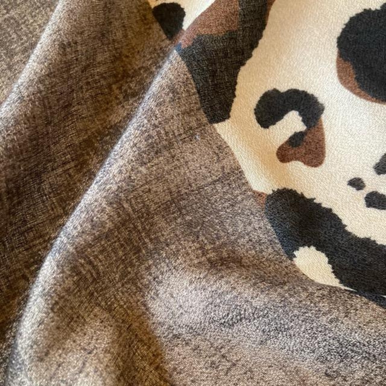 TOPANGA Accessory　スムースビッグストール　モダンレオパード　ブルー　ショール　マフラー　大判ストール　羽織　薄手　フリンジ　冷房対策