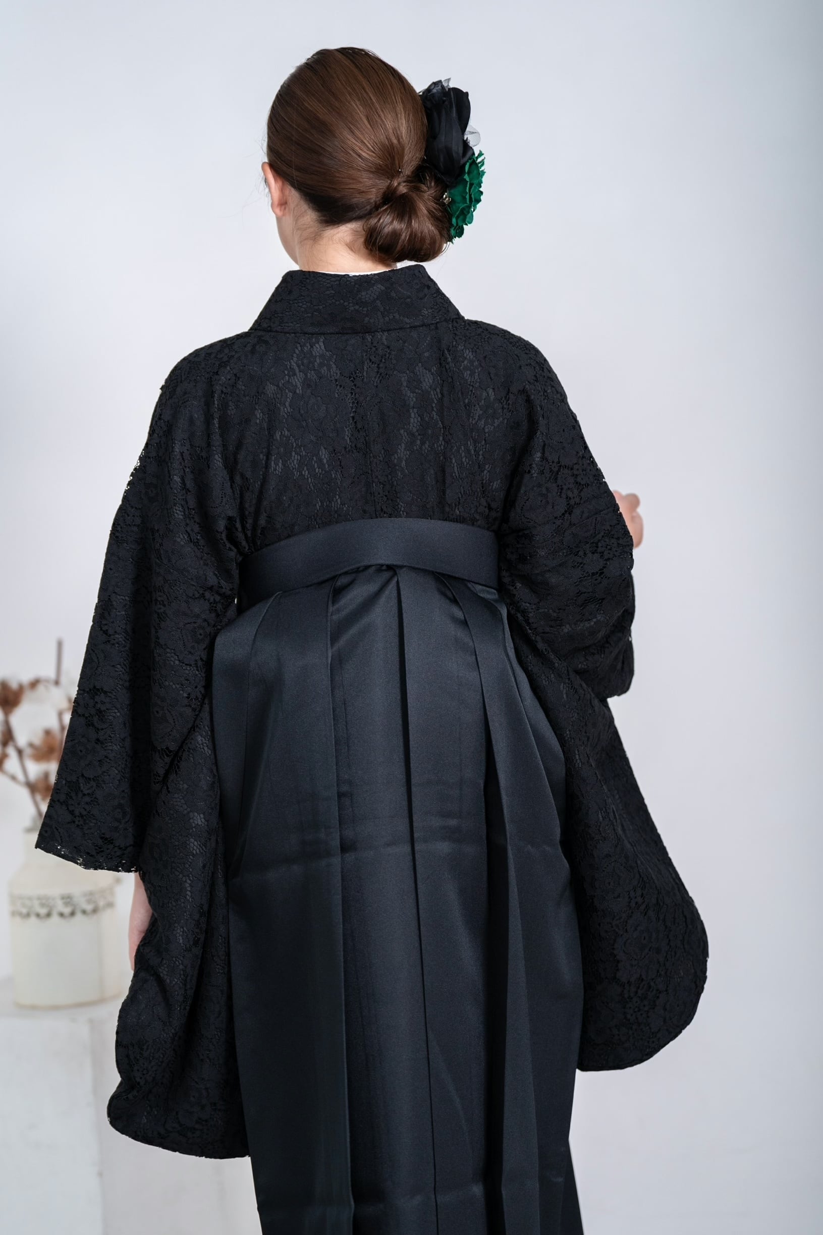 Kimono Sienne 卒業式袴3点セット 黒レース ブラック 黒コーデ二尺袖着物 袴 卒業式 | Kimono Sienne