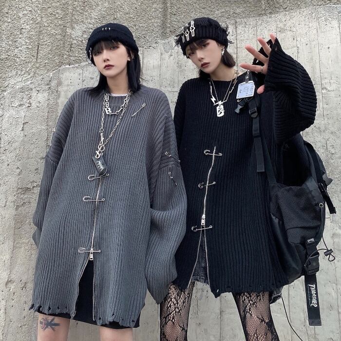 スタイルカジュアルセーター ジッパースプリングトップス ストリート 大きめサイズ かわいい 春物 ステッチ ケッペル45738382742