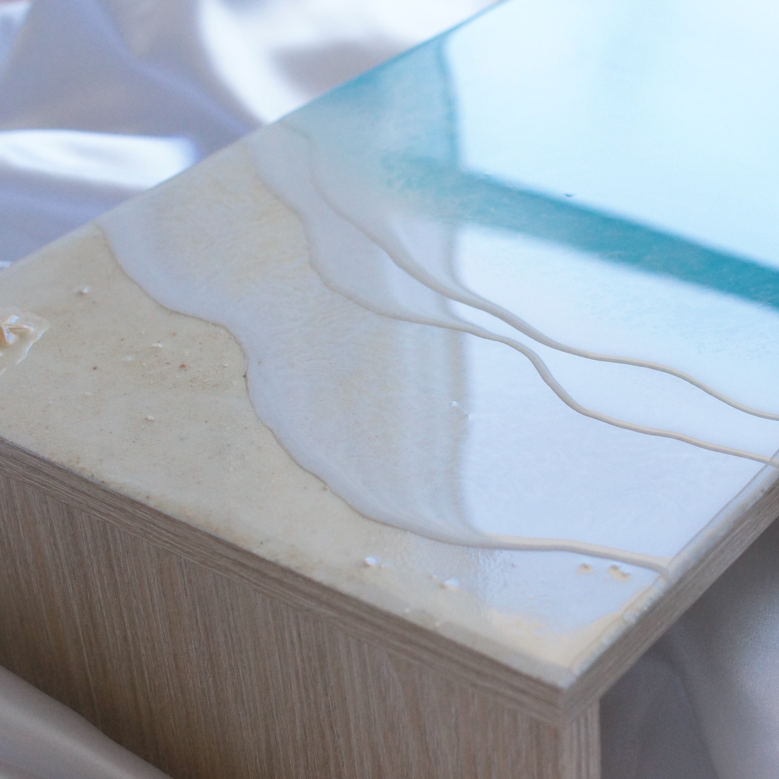 海のPCモニターデスク (小さな海シリーズ) レジンアート 木製 | 島のしずく