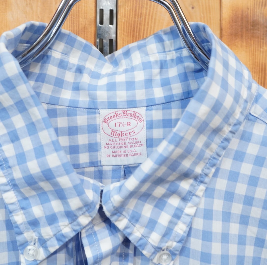 brooks brothers 大判ギンガムチェック 6ボタンシャツ 17 1/2-R usa製