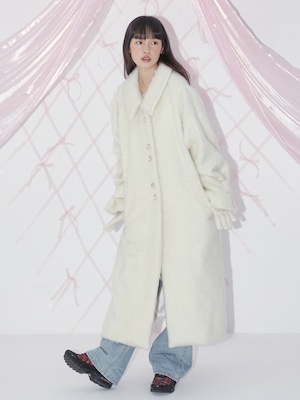 [MARGARIN FINGERS] HAIRY WOOL LONG COAT (IVORY) 正規品  韓国 ブランド 韓国ファッション 韓国代行 マーガリンフィンガーズ 日本 店舗