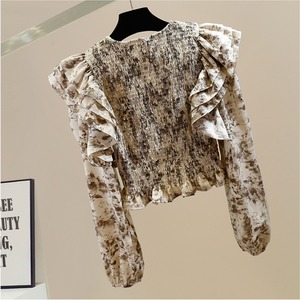 プリーツ フリル ショート 花柄 ブラウス 10277