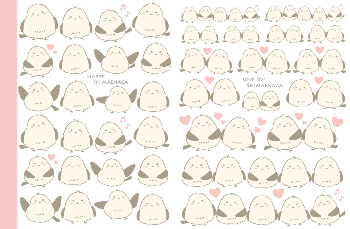 【set割引】2枚セット ハッピー&ラブラブシマエナガ転写紙 (ポーセリンアート・ポーセラーツしまえなが転写紙)
