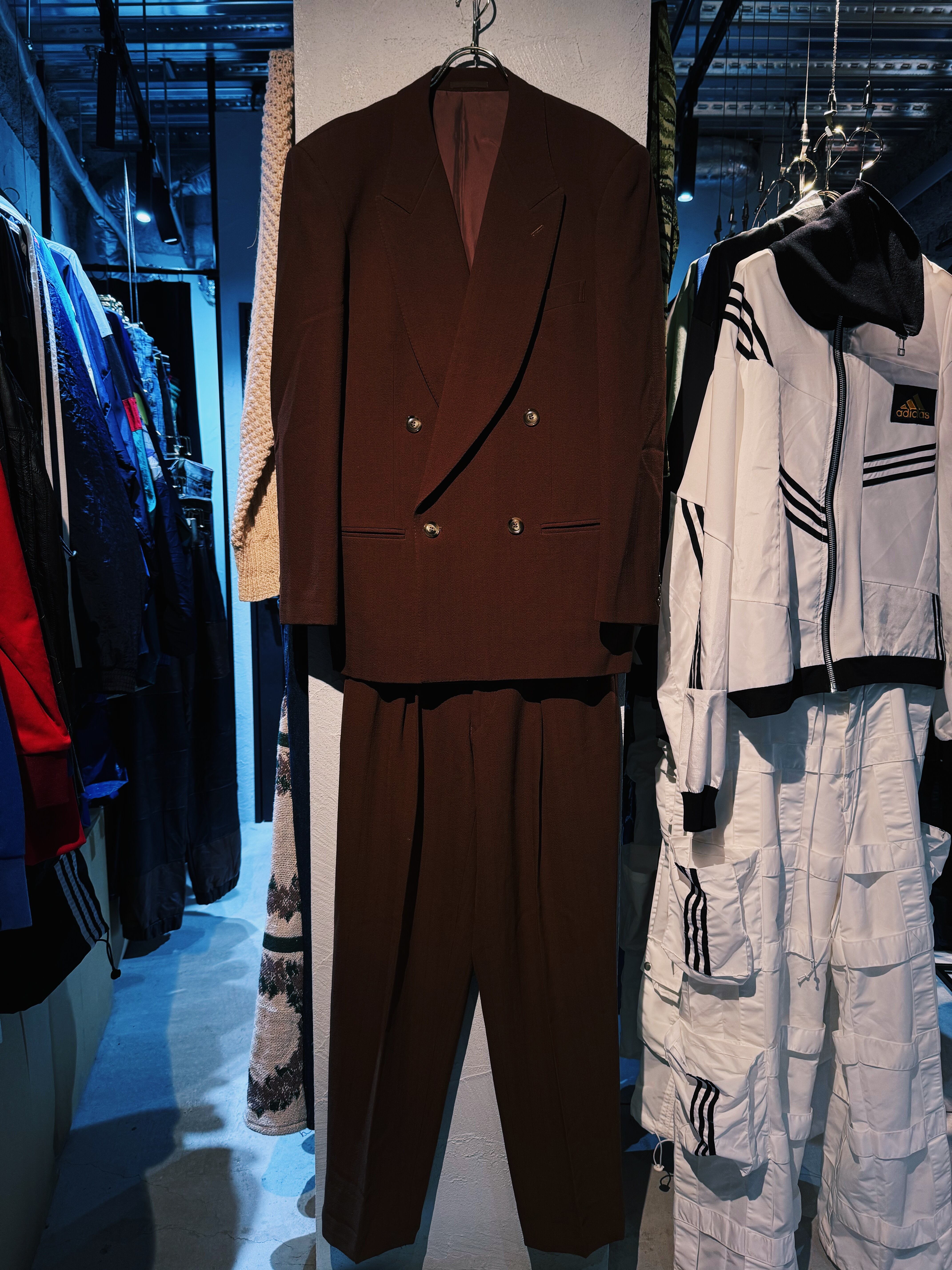 【D4C】90’s brown color quattro botão double breasted set up