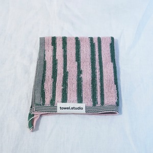 towel.studio / Stripe Wash Cloth -Pink & Green-