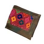 メキシコ 刺繍 二つ折財布 札入れ ピンク