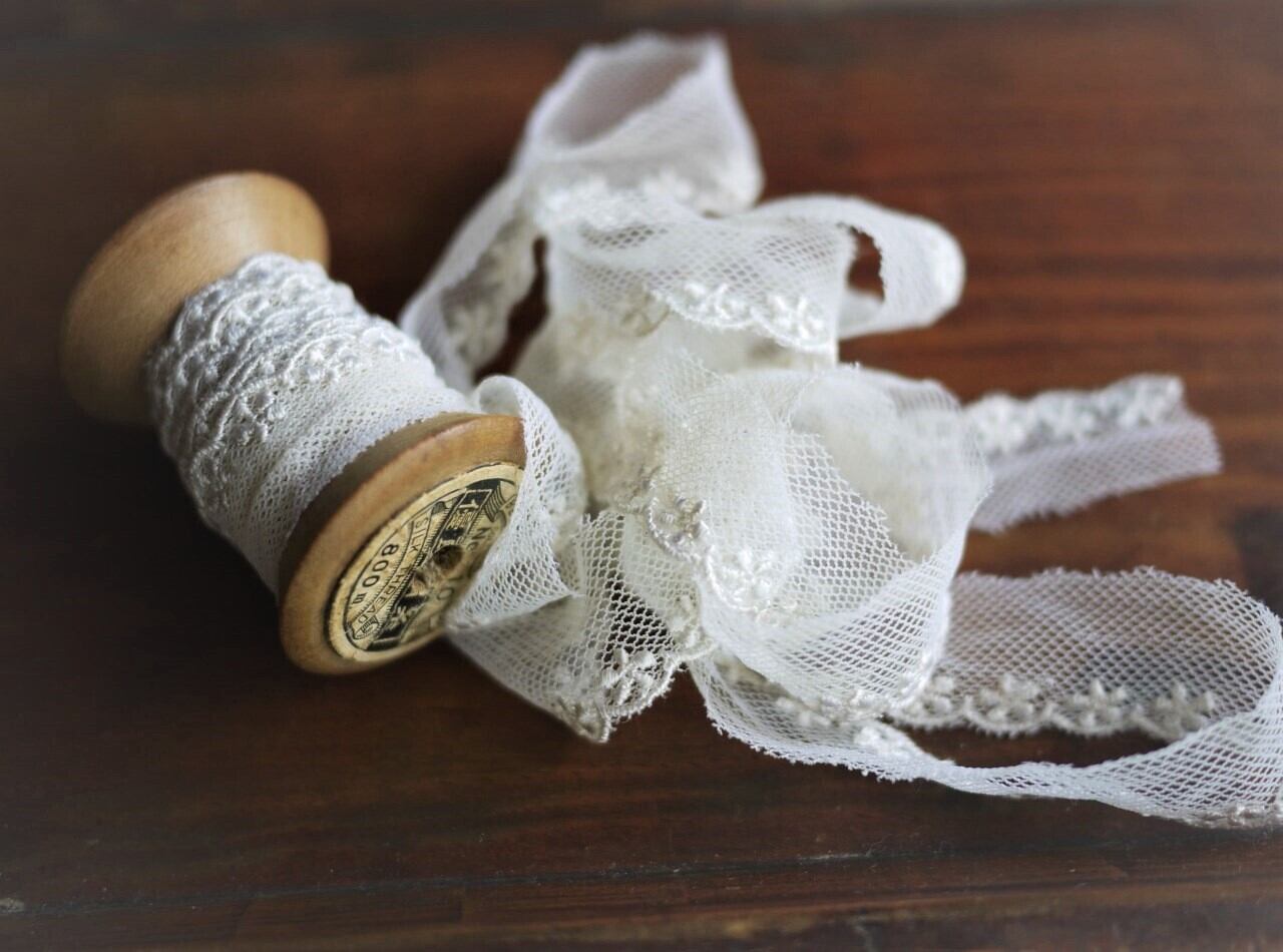 糸巻とレース フランスヴィンテージ ハンドメイドレース