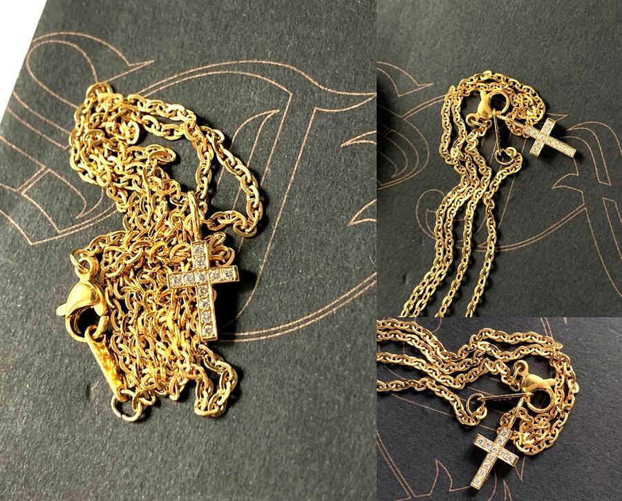 SJX K18WG 750 クロスチャームブラックダイヤモンド