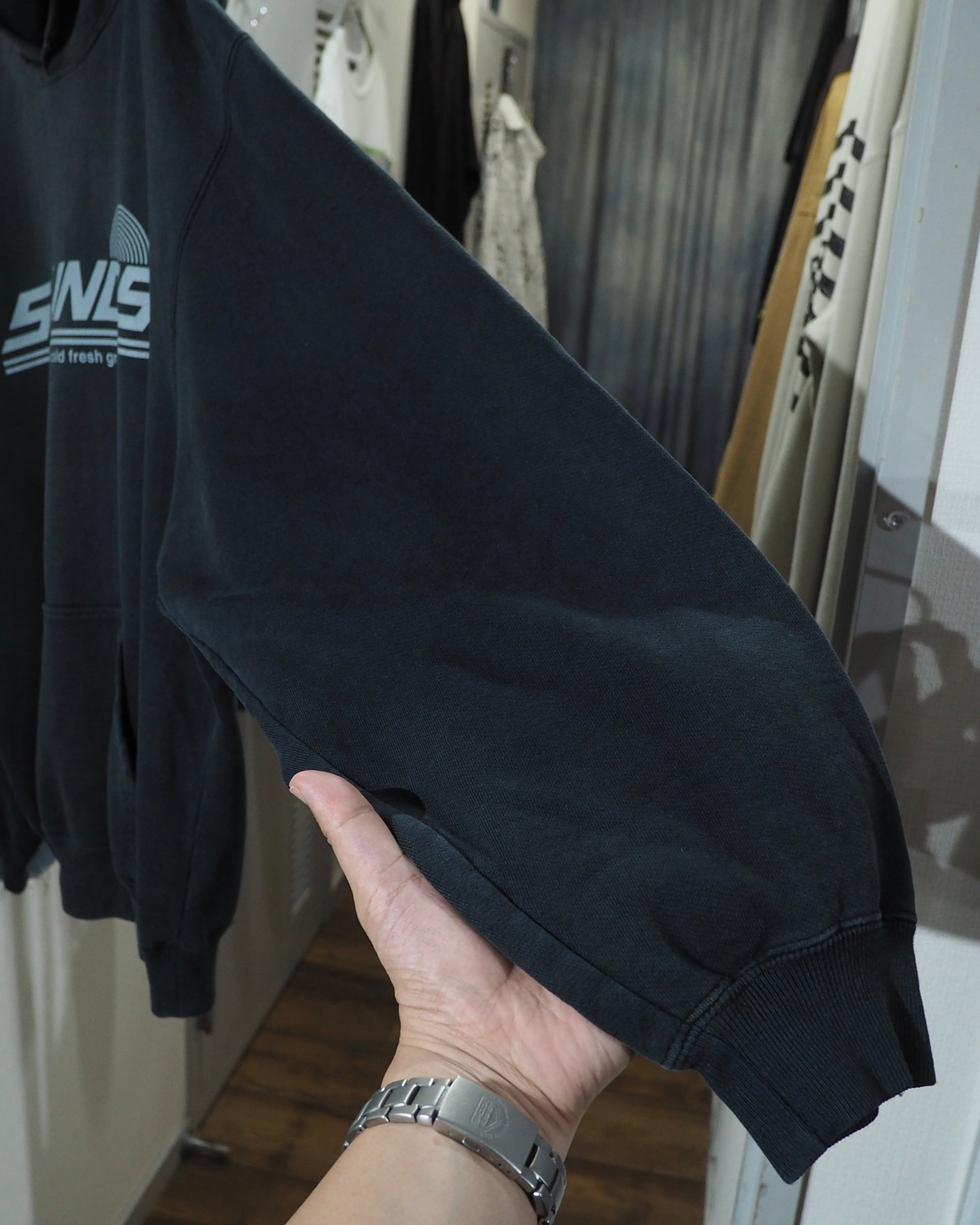 1990s " Good Groove " Beautiful Fade × Graphic Printed Vintage Loose Pullover Hoodie