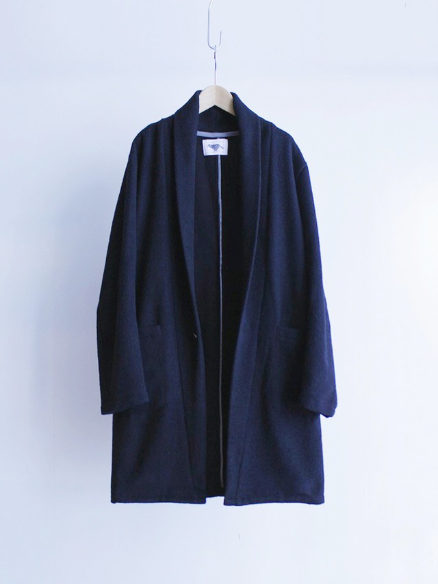 Garage.U.W BLACK SHETLAND WOOL SHAWL COLLAR LONG JACKET