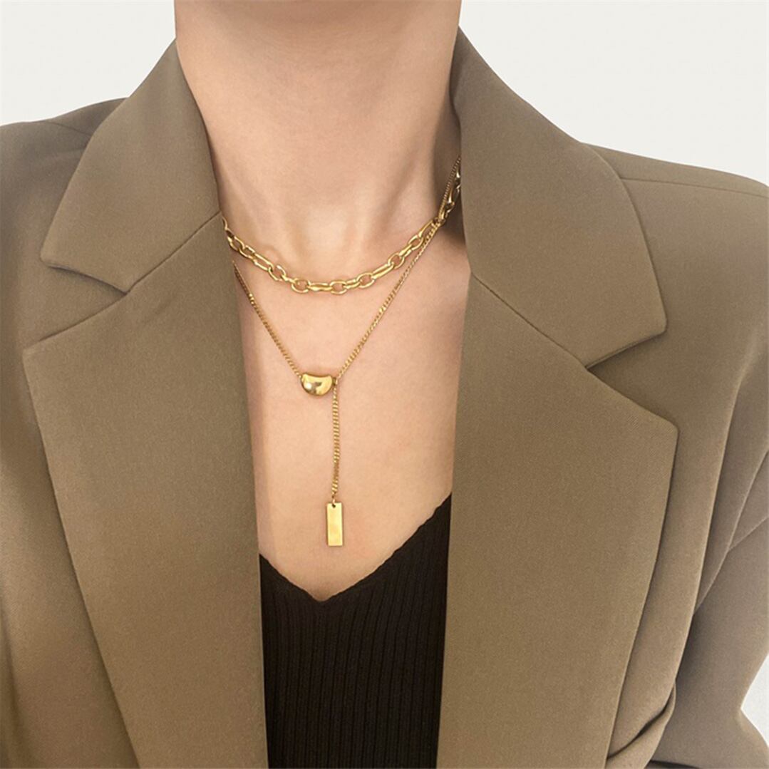 チェーンレイヤードビーンネックレス K0157