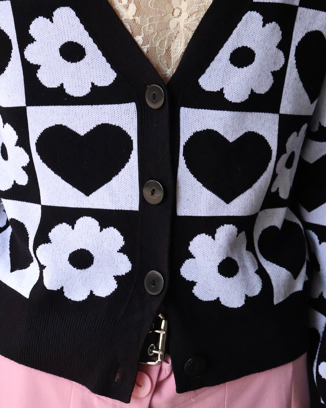 pop flower design short cardigan