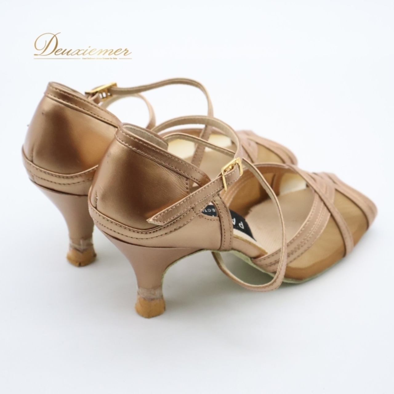 社交ダンス 衣装 ラテン 22CM PASTIME 靴 シューズ レディース ブラウン系 茶色 ゴールド系 ダンス ヒール パスタイム メッシュ 練習 舞台 発表会 イベント ストラップ シューズ おしゃれ カジュアル エレガント