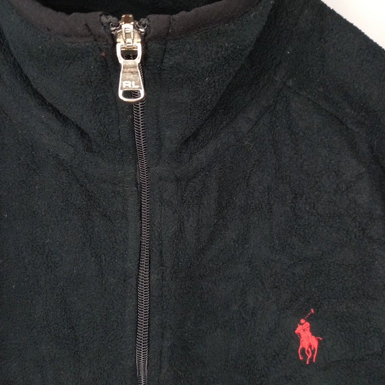 ラルフローレン　ポロゴルフ　スタンドカラー　フリース　ジャケット　刺繍ロゴ　黒
