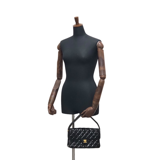 CHANEL シャネル マトラッセ ハンドバッグ ブラック ココマーク エナメル ダブルフェイス vintage ヴィンテージ オールド kdmcy3