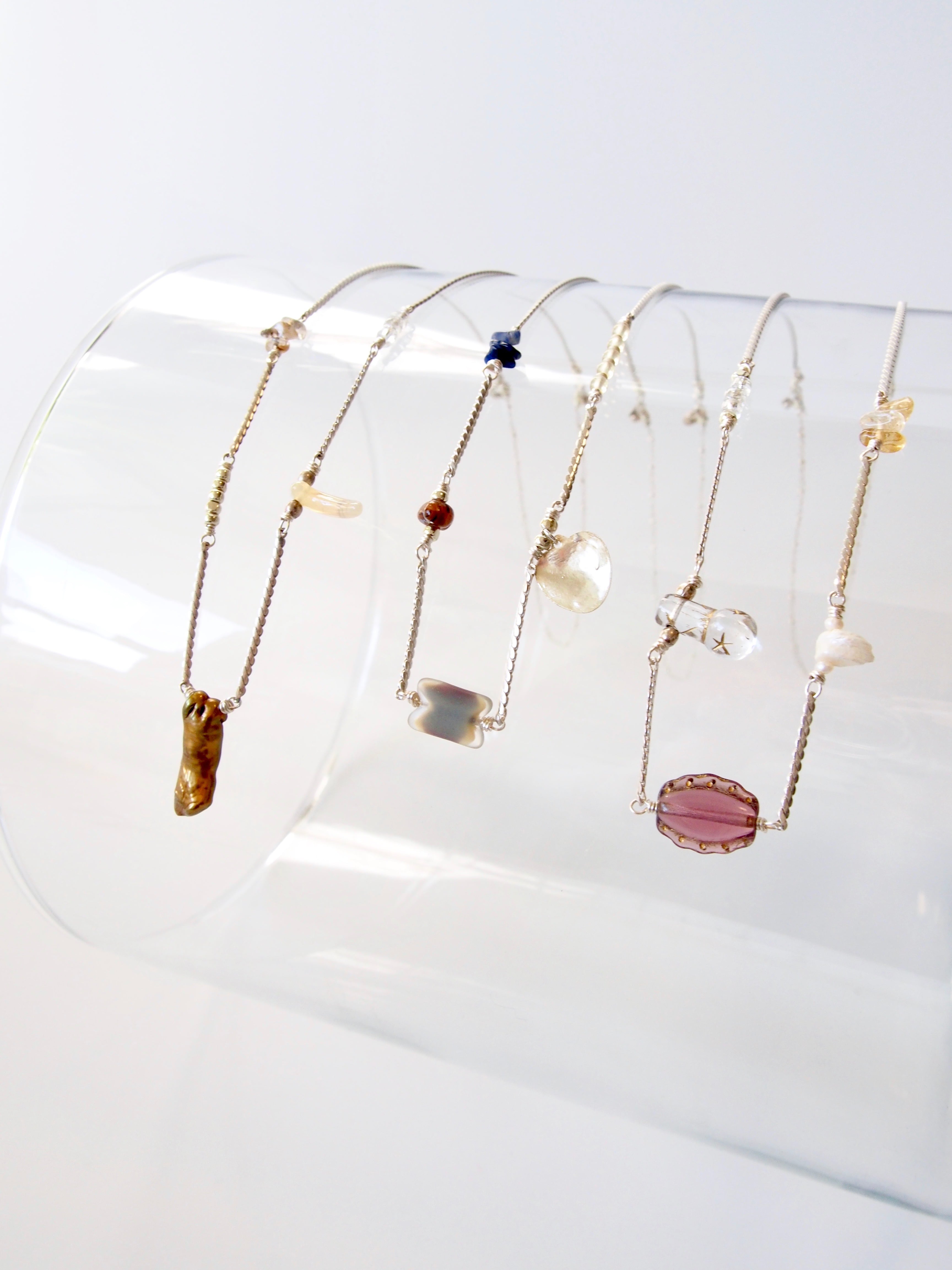 " art glass necklace " -2way-