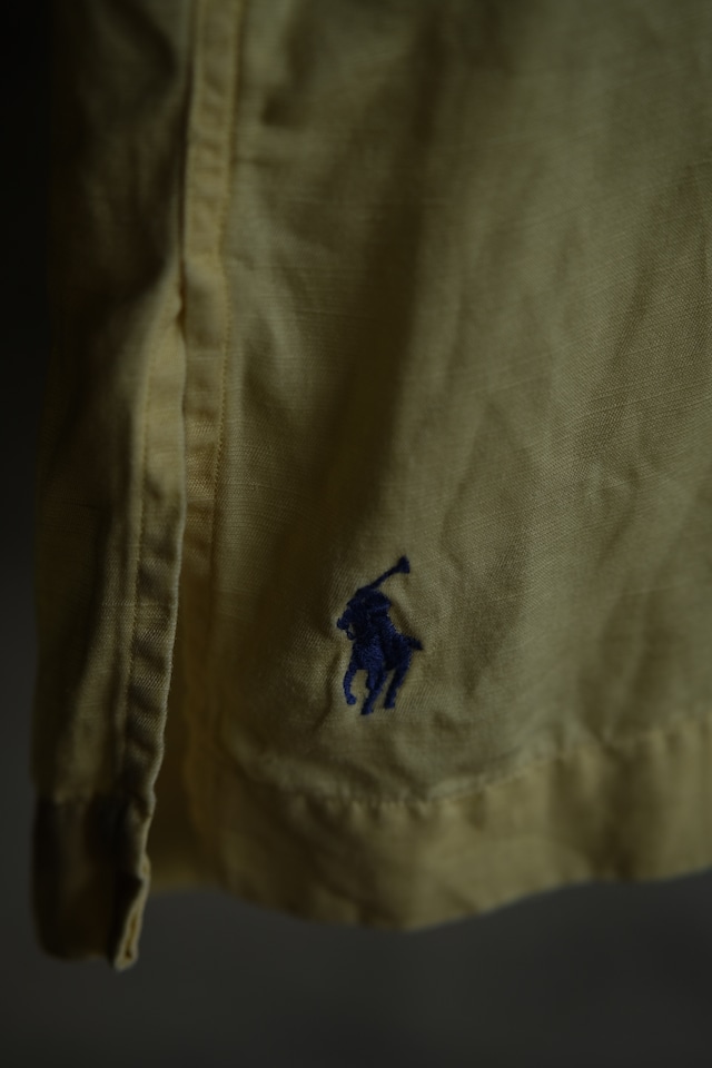 OK/90's "Polo by Ralph Lauren" CALDWELL silk linen open collar shirt/yellow