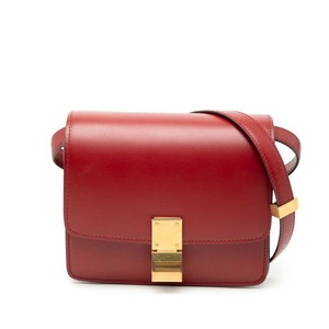 セリーヌ クラシックボックス ショルダーバッグ レッド ゴールド レザー レディース CELINE 【中古】