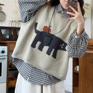 アニマル刺繍ニットベスト ・9513