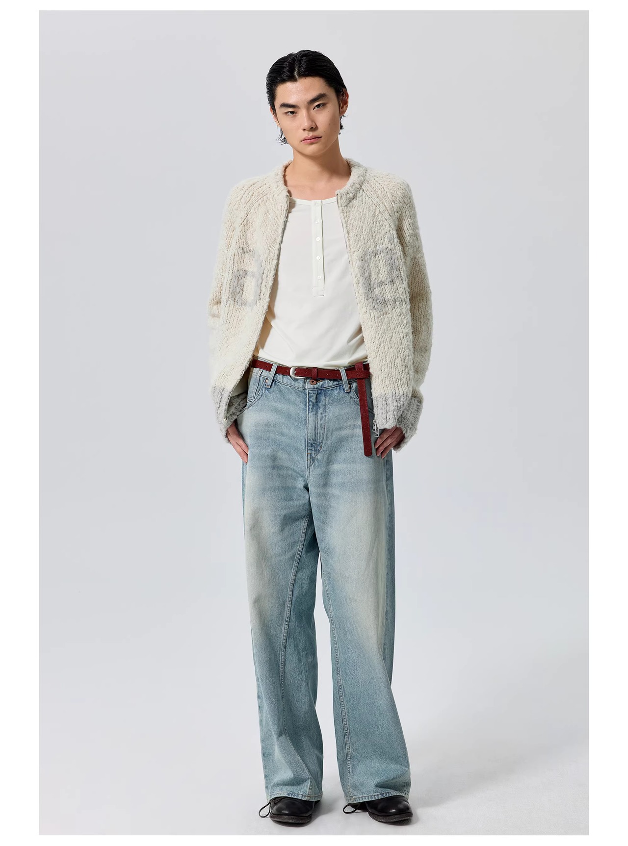 Simple Project Color-block Zip Cardigan