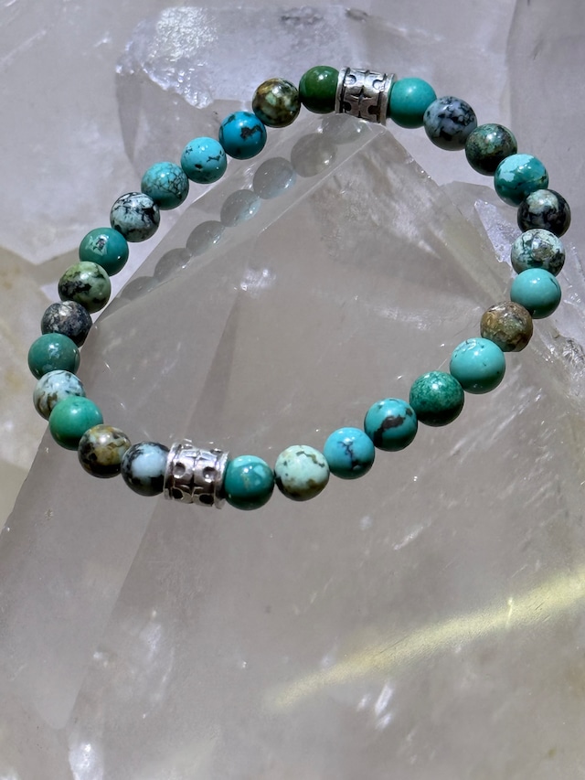 【天然ターコイズ】デザインブレスレット6ミリ