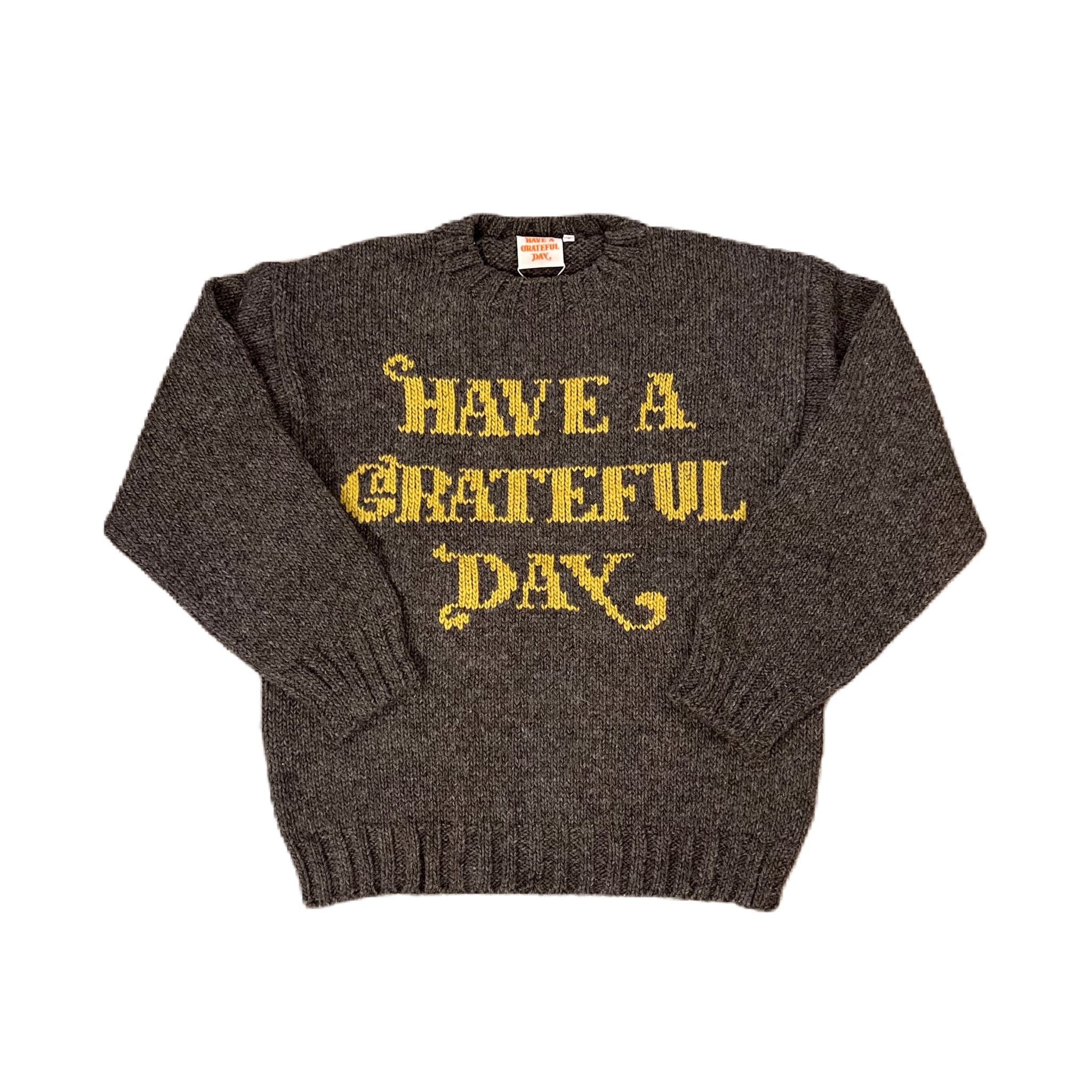 HAVE A GRATEFUL DAY #Wool Knit Crew Brown | BLUE VALENTINE