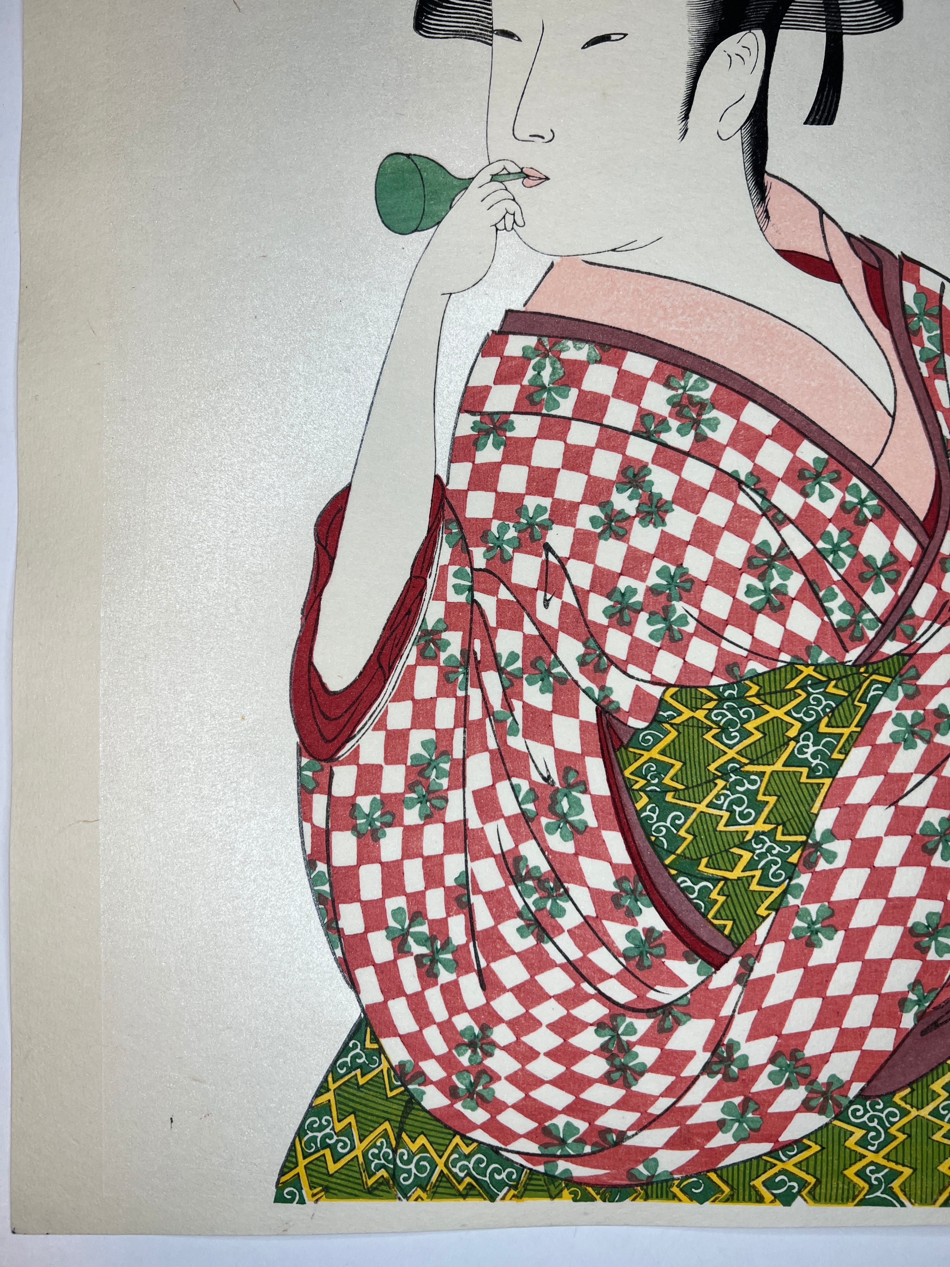 木版画 喜多川歌麿 婦女人相十品 ポッピンを吹く女 松崎啓三郎作品 | 東京工芸館 - 木版画や価値ある日本の伝統工芸品販売 powered by  BASE