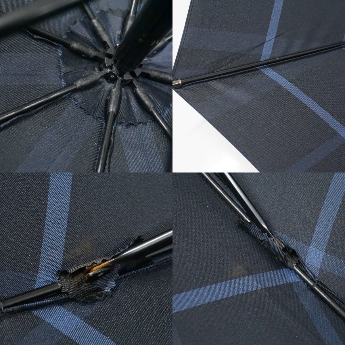BURBERRY バーバリー 紳士高級傘 USED品 チェック ジャンプ ネイビー