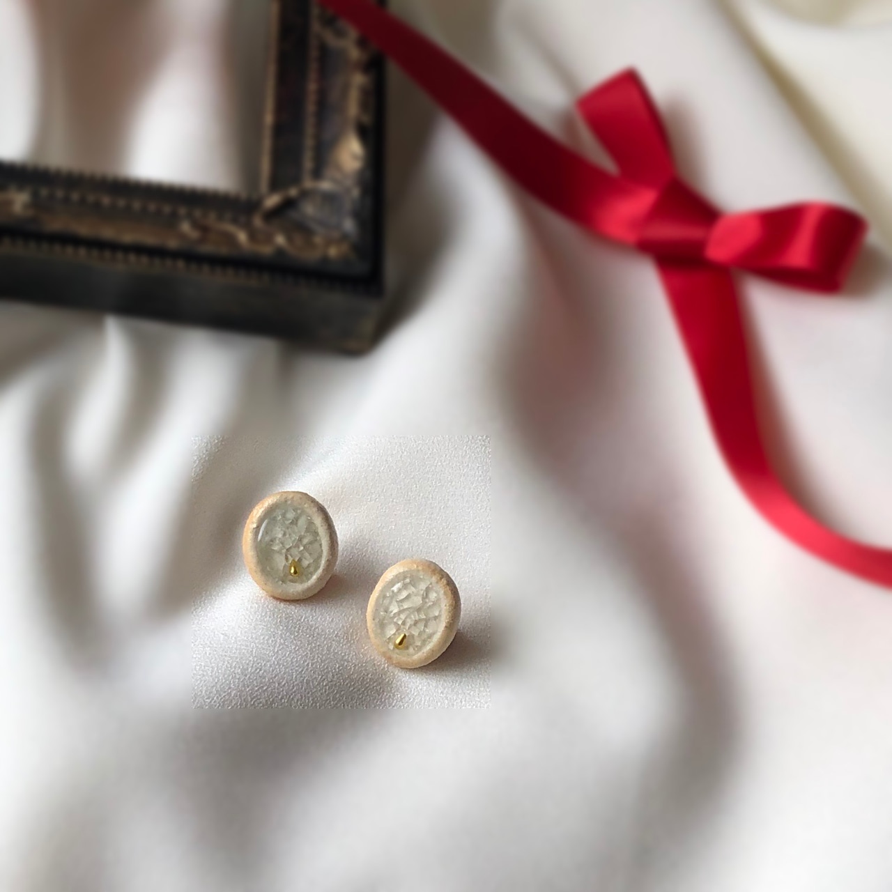 特集掲載【信楽焼】雨の雫 クリアシリーズ 陶器 ピアス(イヤリング) 伝統工芸